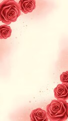 A frame of soft brush strokes of roses to celebrate Valentine's Day 