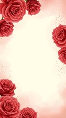 A frame of soft brush strokes of roses to celebrate Valentine's Day 