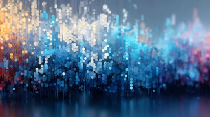 Vibrant Digital Cityscape with Abstract Lights.