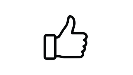 Obraz premium Simple black and white thumbs up hand gesture icon.