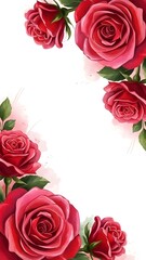 A frame of soft brush strokes depicting a bouquet of roses in celebration of Valentine's Day 