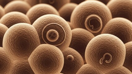 Extreme macro view of tiny spiraled organic structures detailed