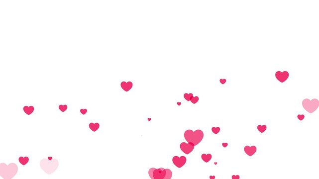 Animated video of red hearts exploding below the screen on a white background