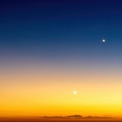 Vast Twilight Sky With Golden Orange Horizon Clouds And Distant Twinkling Stars Over A Dark Landscape