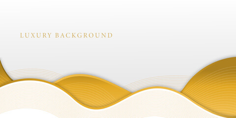 Luxury white and gold background with wavy lines, design for banner, poster, presentation, award, celebration
