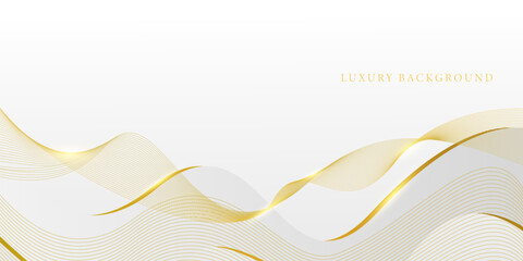 Luxury white and gold background with wavy lines, design for banner, poster, presentation, award, celebration