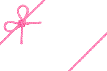 Pink Rope Bow in Corner Isolated on White and Png Transparent Background