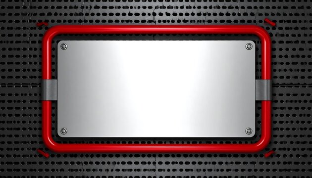 Red Metallic Frame with Blank Silver Plate.