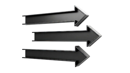 Three black arrows pointing right on a white background