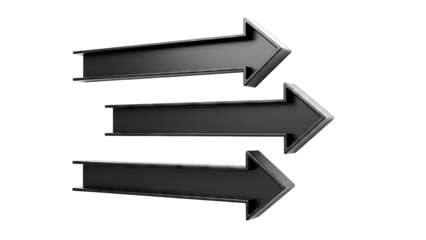 Three black arrows pointing right on a white background