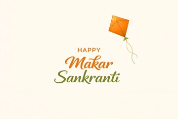 Minimal Happy makar sakranti Post with one kite