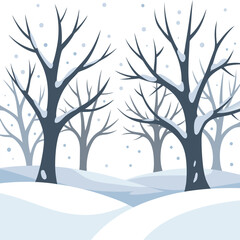 Bare Winter Trees in Snow Landscape Illustration Minimal Cold Season Nature Background