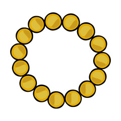 Obraz premium A circular arrangement of golden beads with subtle shading, forming a decorative frame or border, presented as a clean vector graphic.