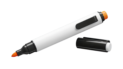 White Marker with Orange Tip and Detached Black Cap