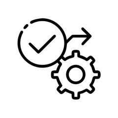 Service completed line icon, black outline finished service and success symbol