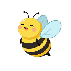 Fototapeta premium Cute cartoon bee with light blue wings