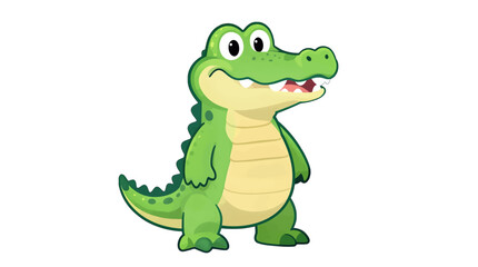 Obraz premium Cute cartoon crocodile with a friendly smile