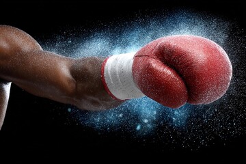 Boxing glove punches in gym training session