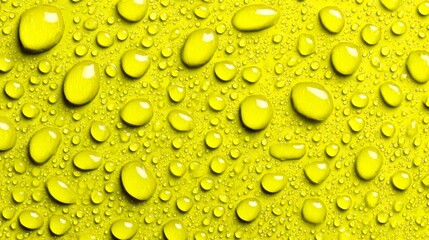 Yellow Background with Water Droplets Closeup.