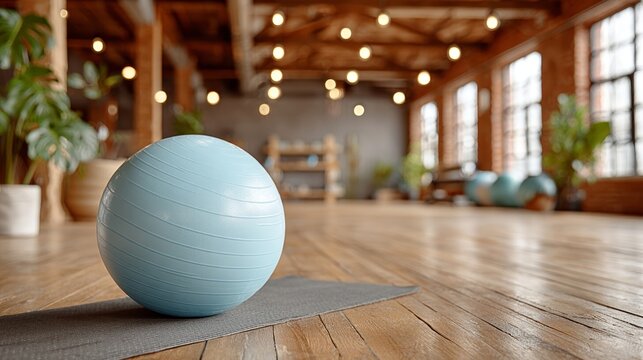 Yoga Ball in a Studio with Plants. - Powered by Adobe