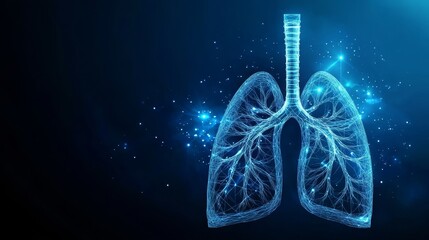 Abstract Technology Lungs Illustration Glowing Concept Health Disease Hologram Style Digital Art