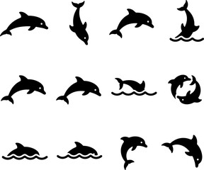 Minimal dolphin icon collection for modern branding © Lethal_Sid