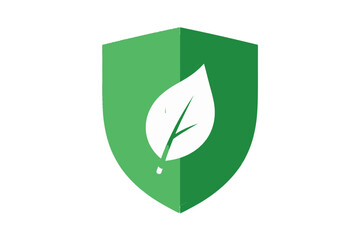 Obraz premium Green shield icon with white leaf design