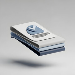 Floating Documents with Pie Chart Icon.