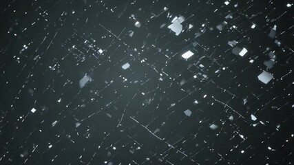 High-tech abstract digital grid, horizontal movement of dotted monochrome squares and rectangles, glowing neon LED grid, subtle pulsing lights, occasional binary code overlay, minimalistic futuristic - Powered by Adobe