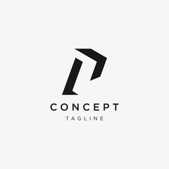 Initial P logo template design with geometry.Logo for business, business card, brand and identity.