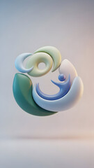 Abstract 3D Rendering of Swirling Shapes.