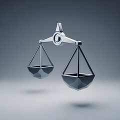 Silver Balance Scales on Grey Background.