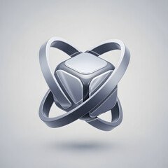 Modern silver metallic object with curved design.