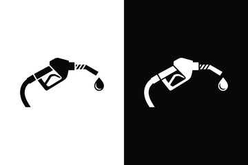 Fuel pump nozzle icon, Gasoline petrol refueling symbol in black and white vector