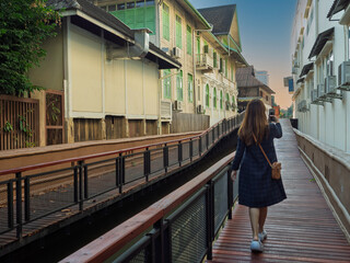 The Romantic Bridge on Mae Kha Canal, a new landmark, is a major tourist attraction, a public place, and a tourist destination in the city. Located on Tha Pae Road, Chiang Mai, Thailand 