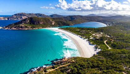 Aerial View of Tropical Island Paradise Beach.