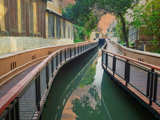 The Romantic Bridge on Mae Kha Canal, a new landmark, is a major tourist attraction, a public place, and a tourist destination in the city. Located on Tha Pae Road, Chiang Mai, Thailand 