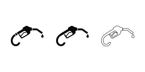 Gas pump nozzle icons set on white background