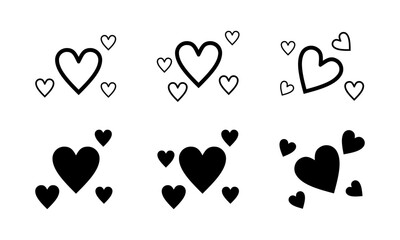 Diverse collection of black and white heart icons, ideal for expressing love, romance, and affection across various design and digital platforms