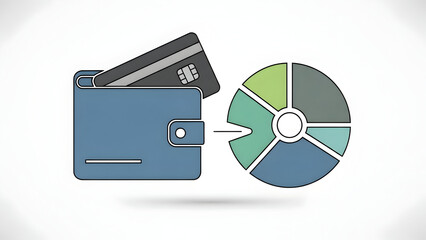 Wallet with Credit Card and Pie Chart.