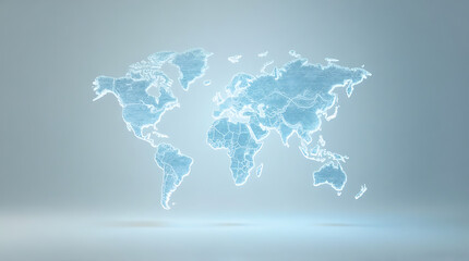 Fototapeta premium Global Network Map on Light Blue Background