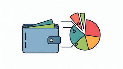 Wallet with Pie Chart Financial Data.