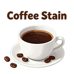 Obraz premium White coffee cup with beans on saucer.