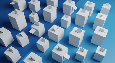 Abstract Voting Concept with Ballot Boxes. Represents elections, democratic processes, and civic participation.