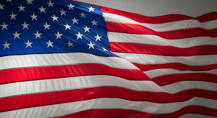 Fototapeta premium American Flag Waving in the Wind - Patriotic Symbol of Freedom and Independence, USA.