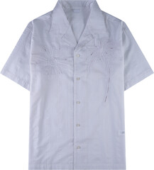 Light blue embroidered short sleeve shirt isolated on transparent background