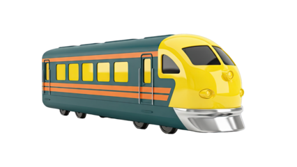 Stylized Toy Train with Yellow Front and Teal Body