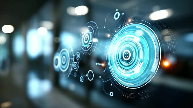 Digital business process optimization visualization defocused workflow background operational efficiency scene automation improvement moment technological advancement display