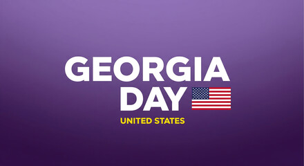 Fototapeta premium Georgia Day Celebration in United States: Patriotic Holiday Design with American Flag and Purple Background