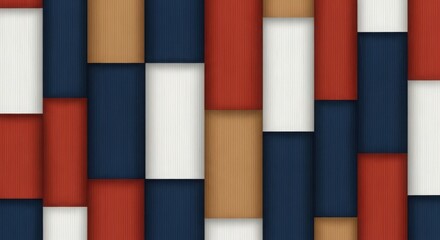 Abstract geometric rectangles pattern red blue white tan textured background
